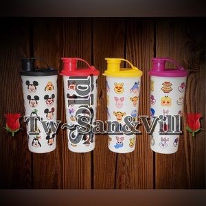 TUPPERWARE Disney Emojis Tumbler w/ Flip Top Seal 16 oz New
